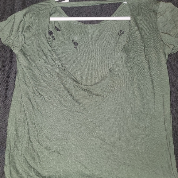 Three Bird Nest Holy Worn Drape Back T-Shirt - Large - Green - Picture 2 of 3
